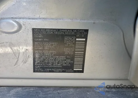 2015 Nissan Rogue S z USA, uszkodzony, nr VIN KNMAT2MV2FP565931